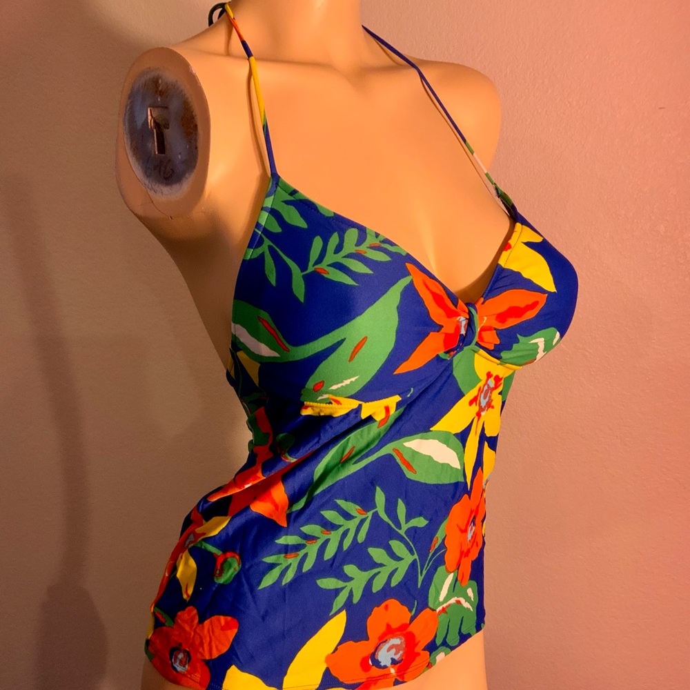 Ralph Lauren women’s swimsuit Tankini top 60’s botanical print NWT SZ M